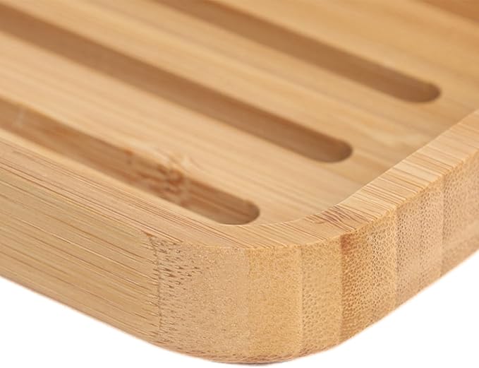 Bamboo Bar Soap Holder Wooden Soap Dish for Shower Bathroom Kitchen with Self Draining Tray
