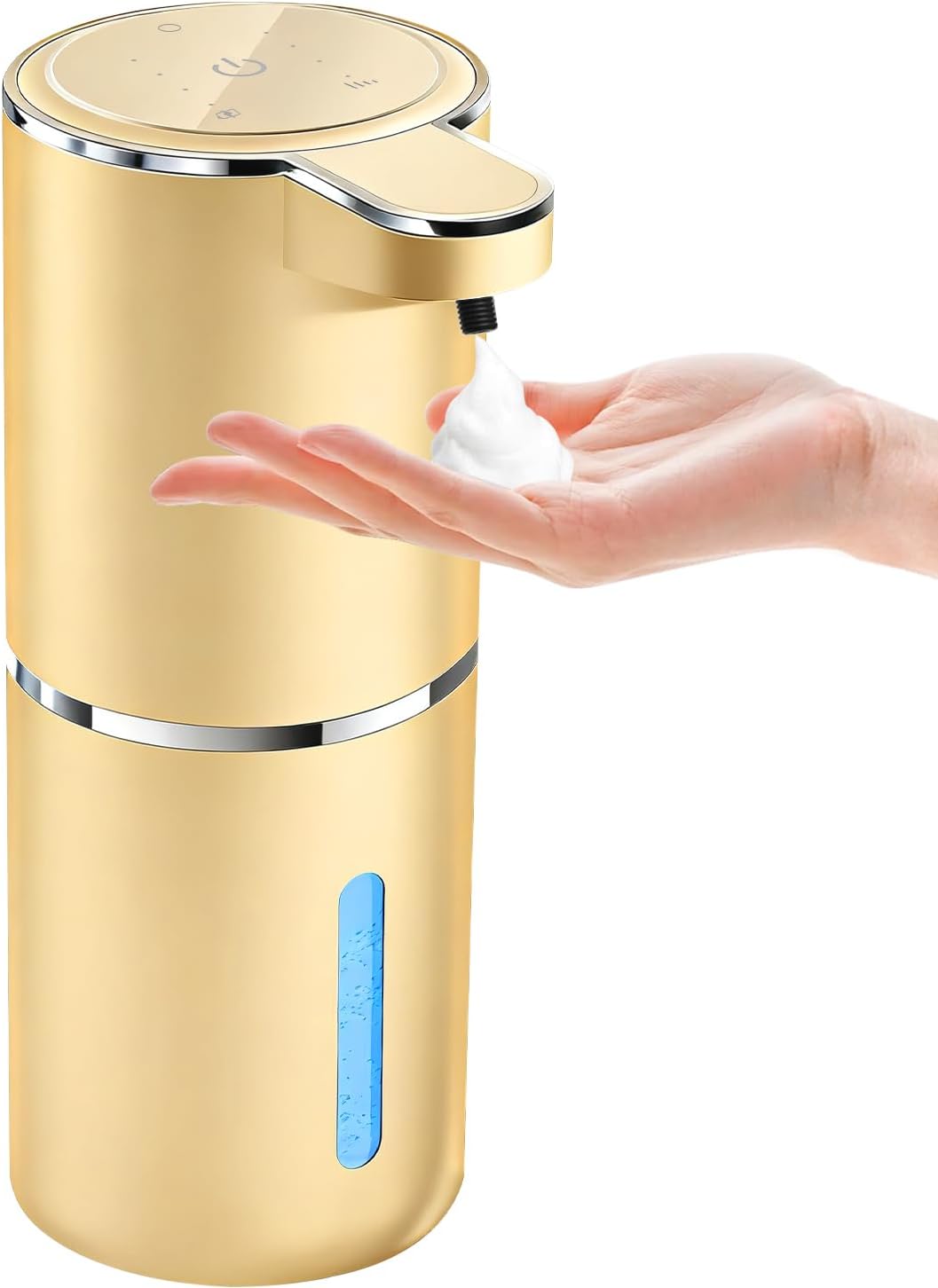 Automatic Foaming Soap Dispenser - Hand Free Pump Touchless Soap Dispenser USB Rechargeable Dispenser with 380ml, 4levels Adjustable Dispenser for Bathroom Kitchen