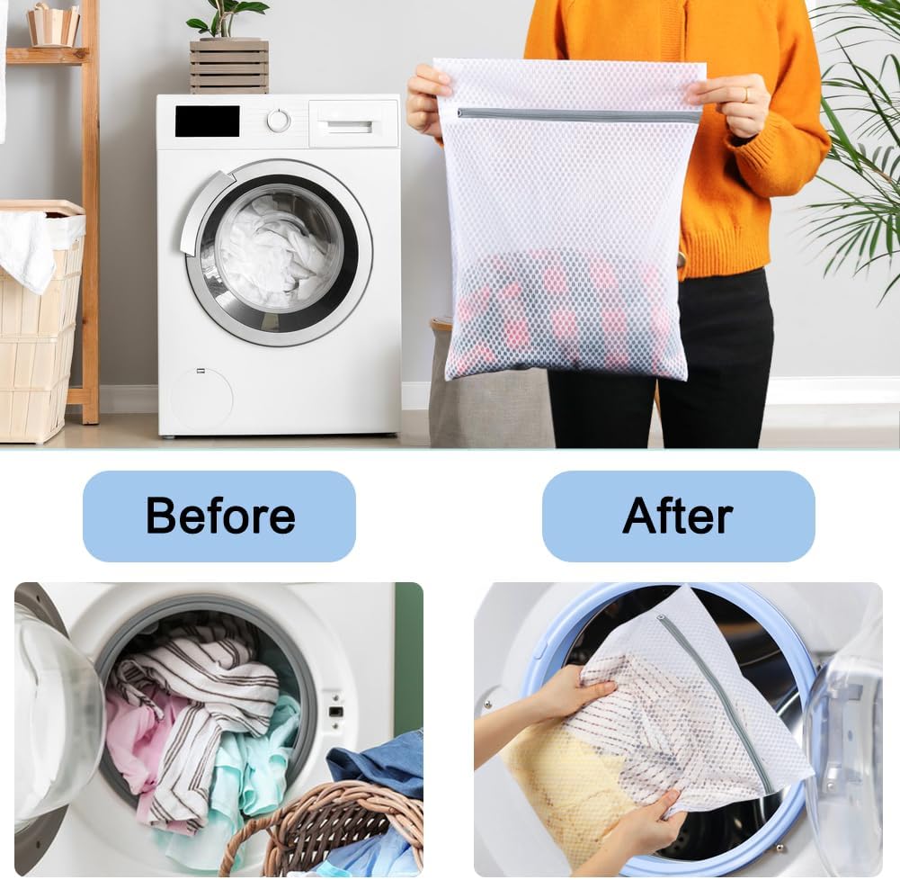 Vivifying 3Pcs Mesh Laundry Bags for Delicates, Honeycomb Mesh Wash Bags with Zipper for Washing Machine, Shoes, Lingerie, Socks and Stuffed Toys (Medium, 12.5 x 16Inches)