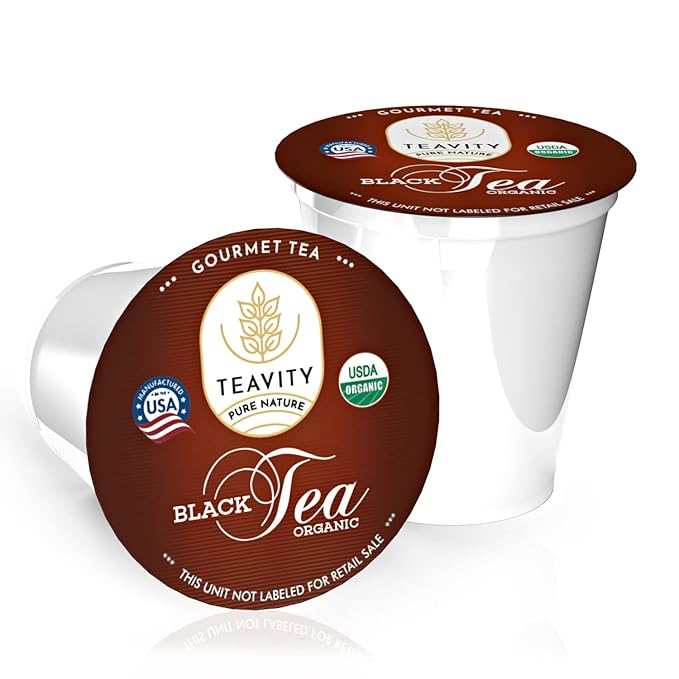 Teavity Organic Black Tea Pods - 12 Unsweetened Tea Pods for Keurig Kcup Brewers - Naturally Caffeinated, Hand-Picked from Sri Lanka, Sturdy Packaging, American Owned
