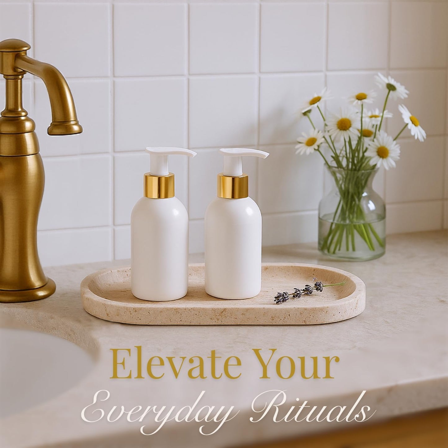 Handcrafted Travertine Tray – Bathroom Counter Organizer, Jewelry Tray, Perfume Organizer & Decorative Tray for Vanity Accessories, Coffee Table Decor & Bathroom Countertop (Oval, Natural)