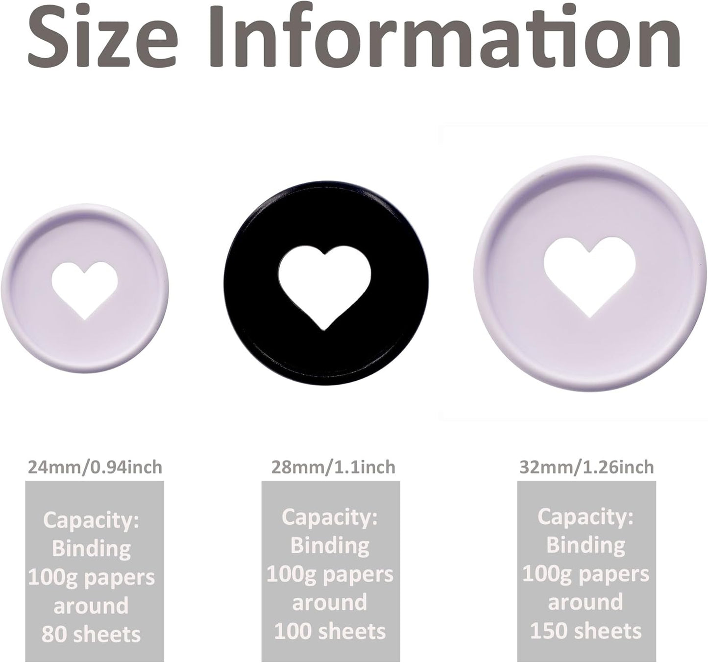 100pcs Planner Expander Discs 1.26Inch Book Binding Disc For Discbound Notebook Accessories Heart Binder Rings(White Black Mixed,1.26 inch/32 mm)