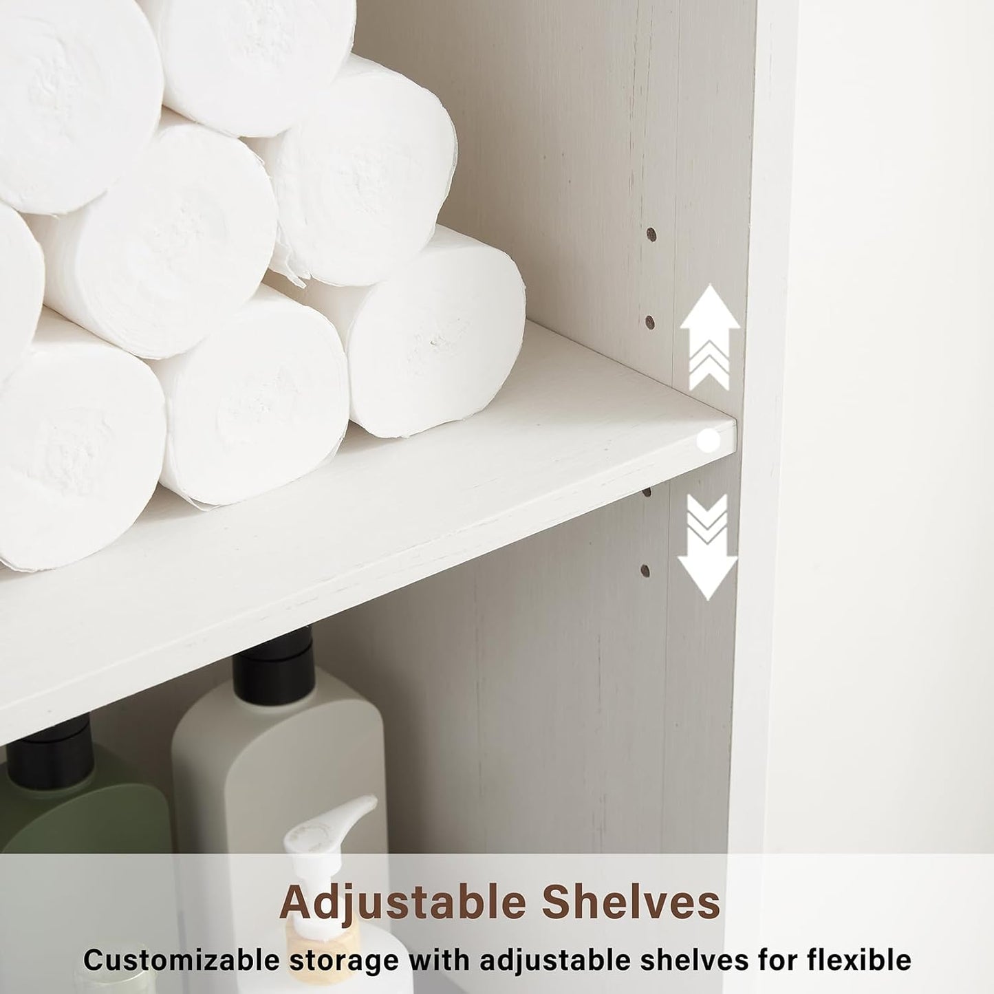 70.87 Tall Bathroom Storage Cabinet, Farmhouse Storage Cabinet with 2 Barn Doors and Adjustable Shelves, Bathroom Organizer for Living Room, Entryway, Kitchen (Antique White)