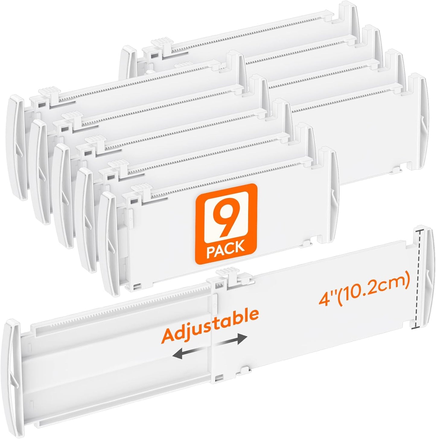 Lifewit 9 Pack Drawer Dividers 4" High, 10.5-16.5" Dresser Drawer Divider, Adjustable Drawer Organizers for Clothes, Plastic Drawers Separators for Dresser, Bedroom, Bathroom, Kitchen, Office