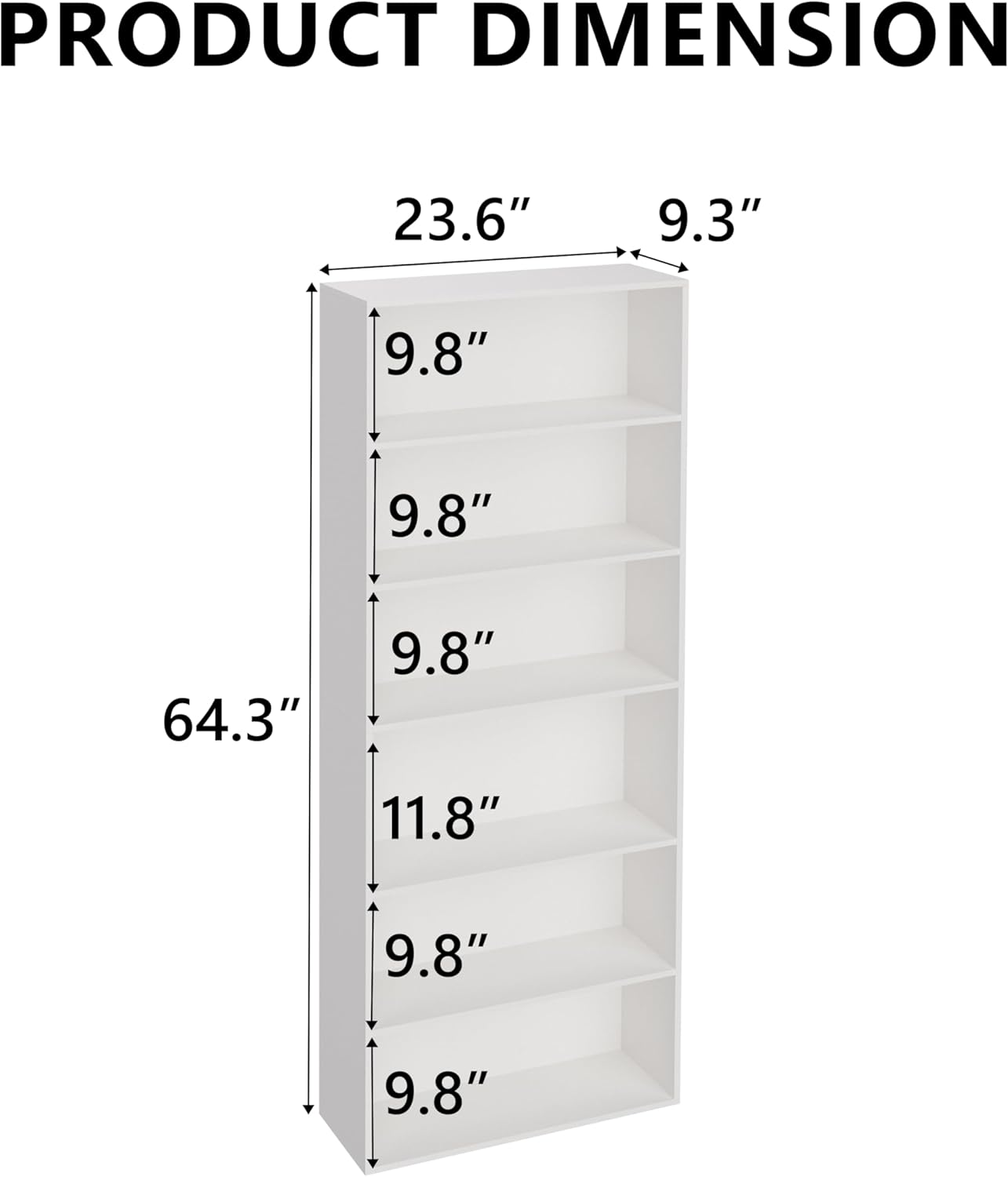 Wooden 6 Cube Storage Organizer,6 Tier Low Bookcase Storage Display Organizer, 64 Inch Versatile Cubes Shelf and Cubby Unit for Any Space (White, 6 Cube-W(23.6inch)