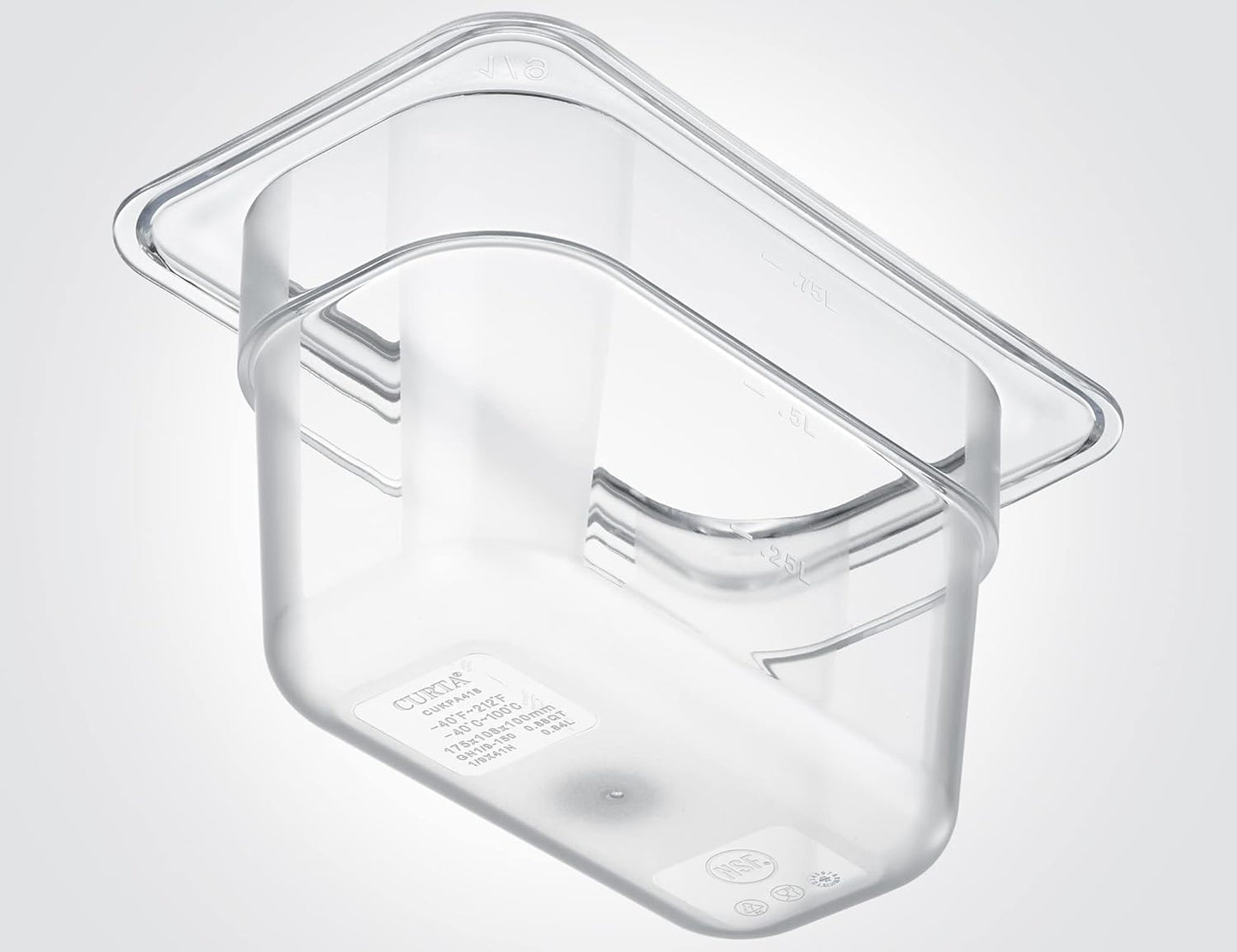 CURTA 6 Pack NSF Food Pans, 1/9 Size 4 Inch Deep, Commercial Polycarbonate Plastic Clear Freezer-Safe