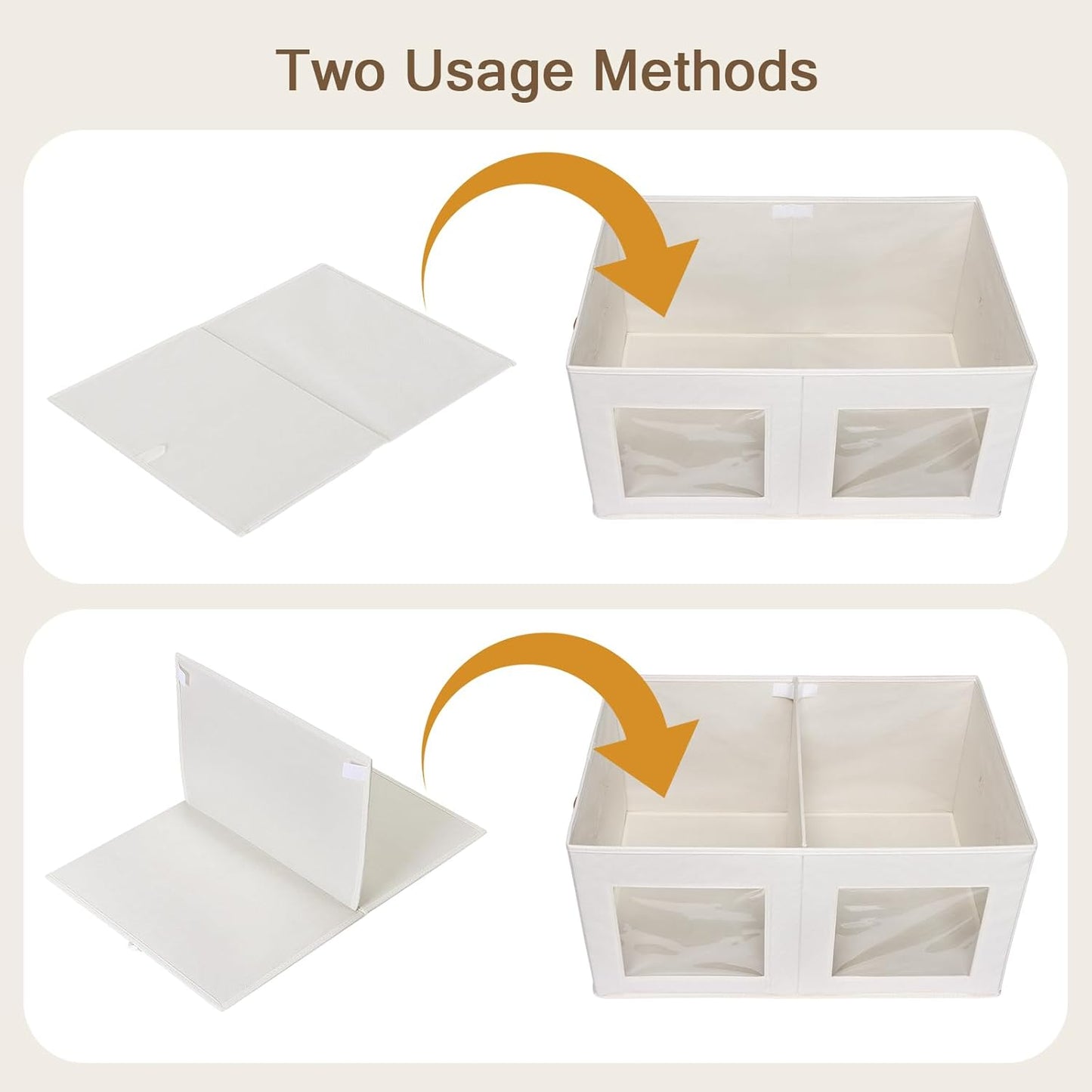 Univivi Large Storage Boxes with Lids, Collapsible Foldable Storage Bins for Clothes, [1-Pack] Fabric Storage Cubes with Handles, Closet Organizers for Home, Bedroom (Beige, 24” x 17” x 12")