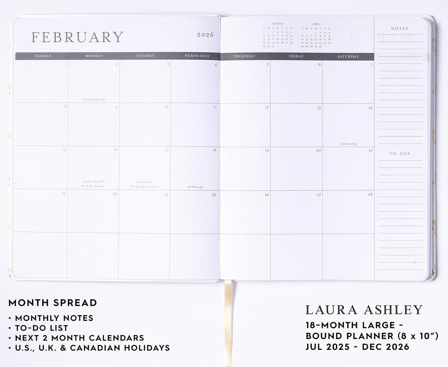 Laura Ashley 2025-2026 Large Agenda Planner, 18 Month, Monthly & Weekly Pages (8 x 10")