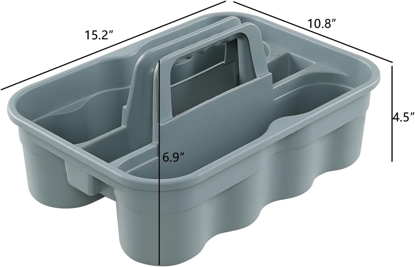 Plastic Cleaning Supplies Caddy with Handles, Gray Cleaning Utility Caddy Tote, 4 Pack