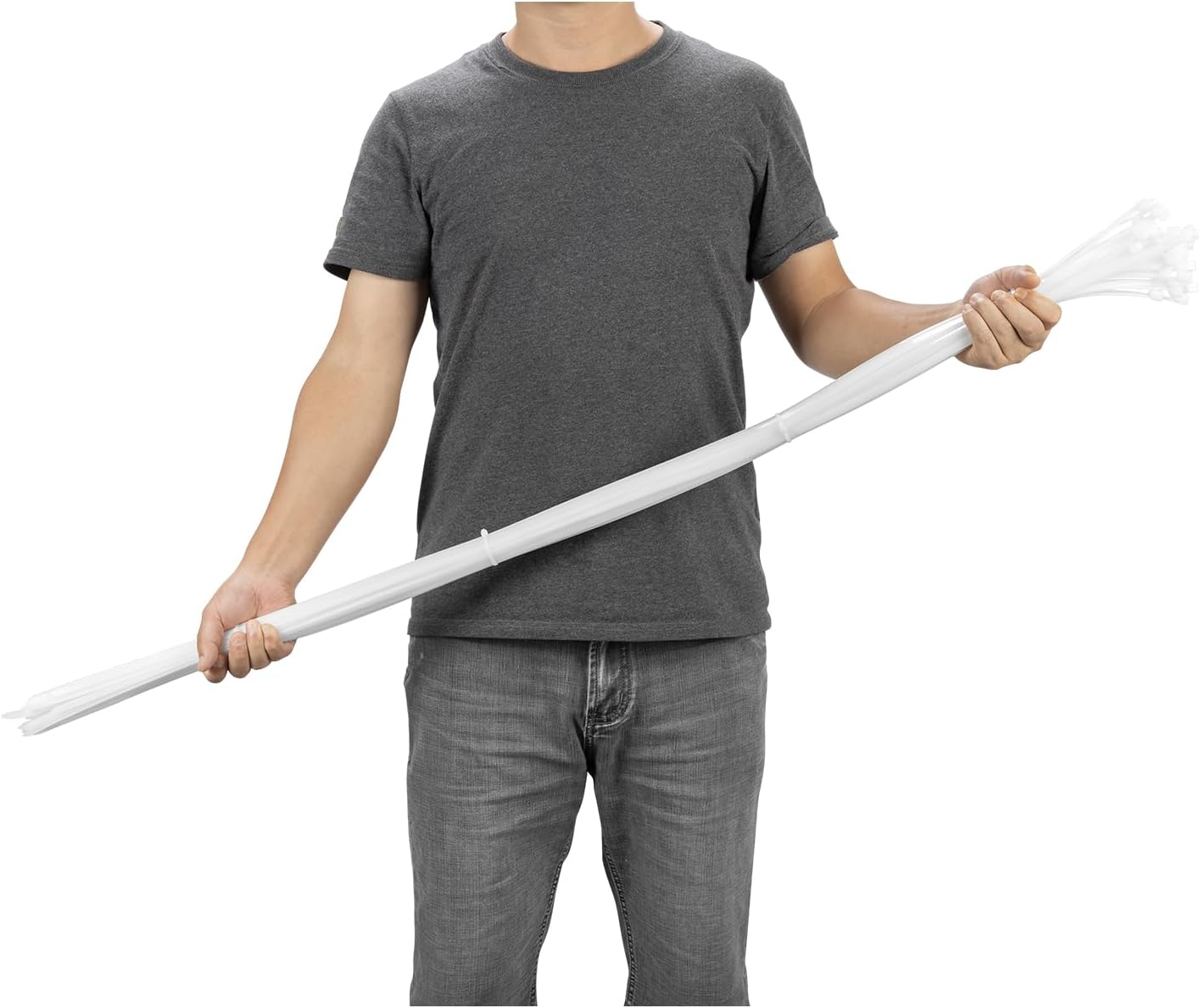 20PCS 60 inch Cable Zip Ties Heavy Duty 250Lbs Tensile Strength Nylon Long Wire Ties Self-Locking Durable Plastic Tie Wraps for Indoor and Outdoor UV Resistant(White)