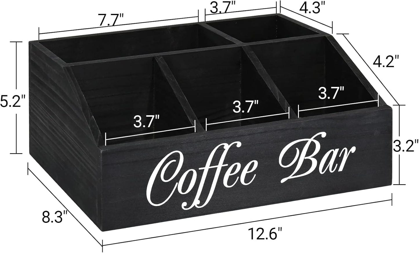 ugiftt Coffee Station Organizer for Counter, Wood Coffee Pods Holder Storage Basket, Tea Condiment Storage Organizer, Rustic Bar Decor for Accessories Organizer