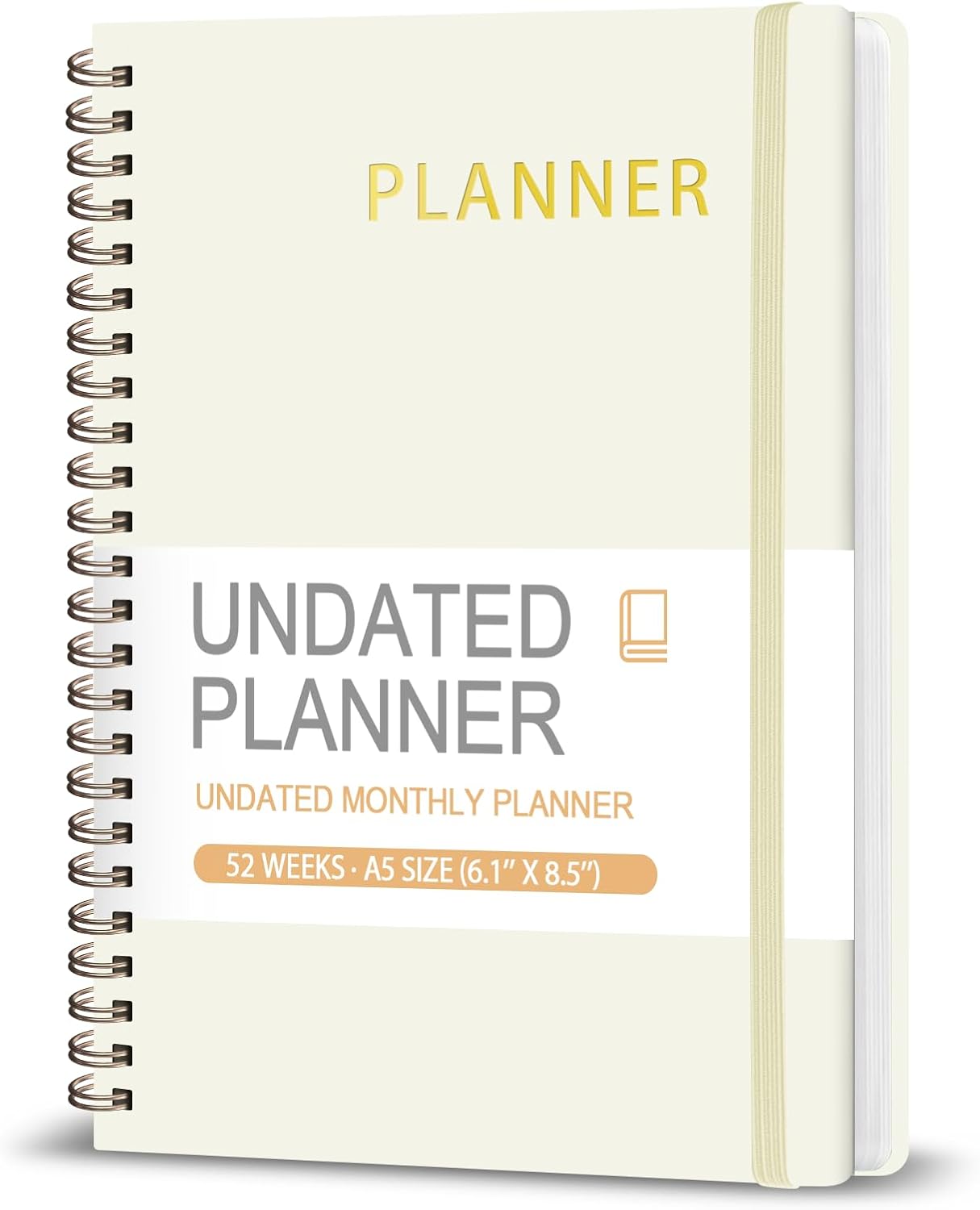 Undated Weekly Planner, Weekly To Do List Notebook with Goal, Organizer & Habit Tracker, A5 Daily Planner with Spiral Binding, Ideal for Office School Suppies (Beige)