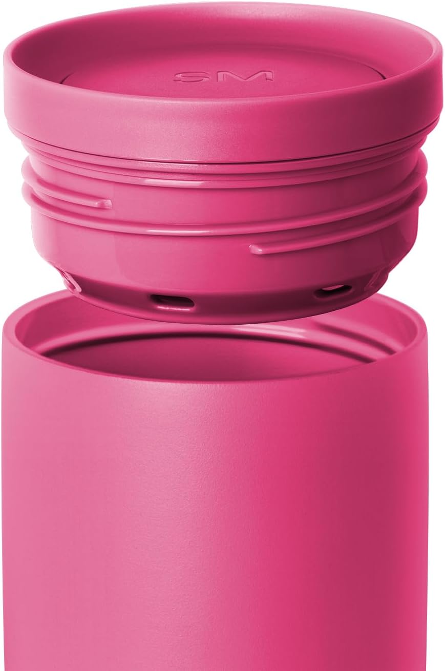 Simple Modern Travel Coffee Mug Tumbler with 360° Lid | Ceramic-Lined Insulated Stainless Steel Cold Brew Iced Coffee Cup | Gifts for Women Men Her Him | Voyager Signature | 16oz | Berry