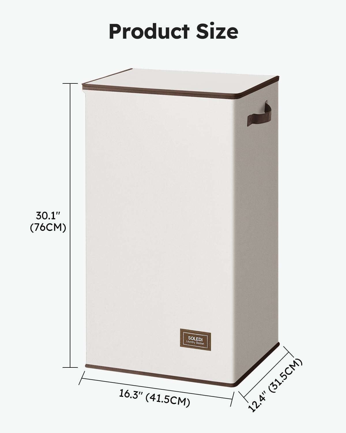 SOLEDI Laundry Hamper with Lid 100L Large & Tall Collapsible Laundry Basket, Clothes Hamper with Bag Removable Easy to Carry, Dirty Hampers for Bedroom, Bathroom, Dorm, College, Off-White