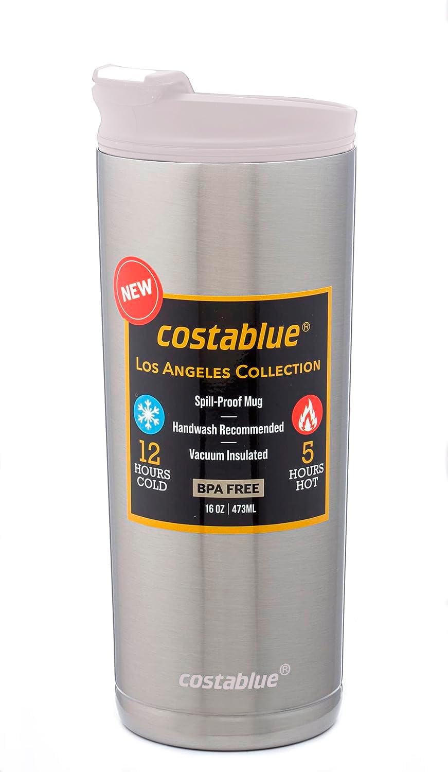 Travel Coffee Mug - 16 Oz. Stainless Steel Insulated Coffee Mug, Leak Proof Tumbler w/Dishwasher Safe Lid, Double Wall Travel Coffee Cup, Reusable Insulated Tumbler for Hot & Cold Beverages…