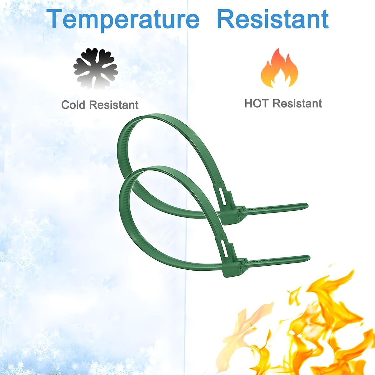 250 Pack 12 Inch Heavy Duty Reusable Zip Ties Green – UV Resistant, 55 LBS Tensile Strength, Weatherproof Cable Ties for Outdoor, Industrial, and Harsh Environments