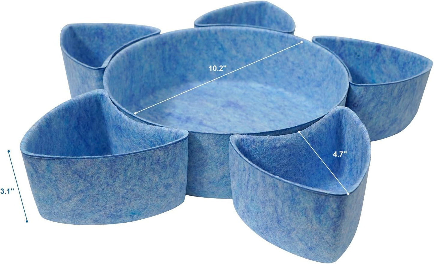 Felt Desk Drawer Organizer Tray,8 Pack Office Desk Drawer Dividers,Felt Drawer Round Storage Box For Saving Space,Makeup Drawer Organizer Bins.(Blue)