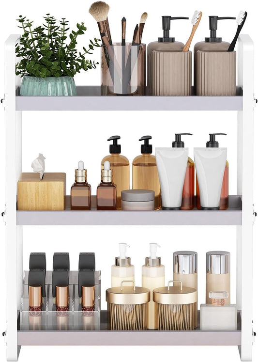 Bathroom Counter Organizer,Bathroom Countertop Organizer,Counter Shelf,Countertop Storage,Organization and Storage,Makeup Shelf,Sink Caddy(Grey 3 Tier)
