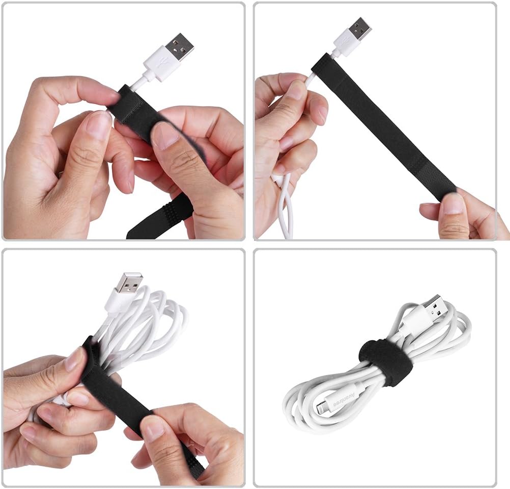 Avantree Pack of 20 Reusable Cord Organizer Keeper Holder, Fastening Cable Ties Straps for Earbud Headphones Phones Electronics Electrical Computer PC Wire Wrap Management, Assorted 3 Size and 5 Color