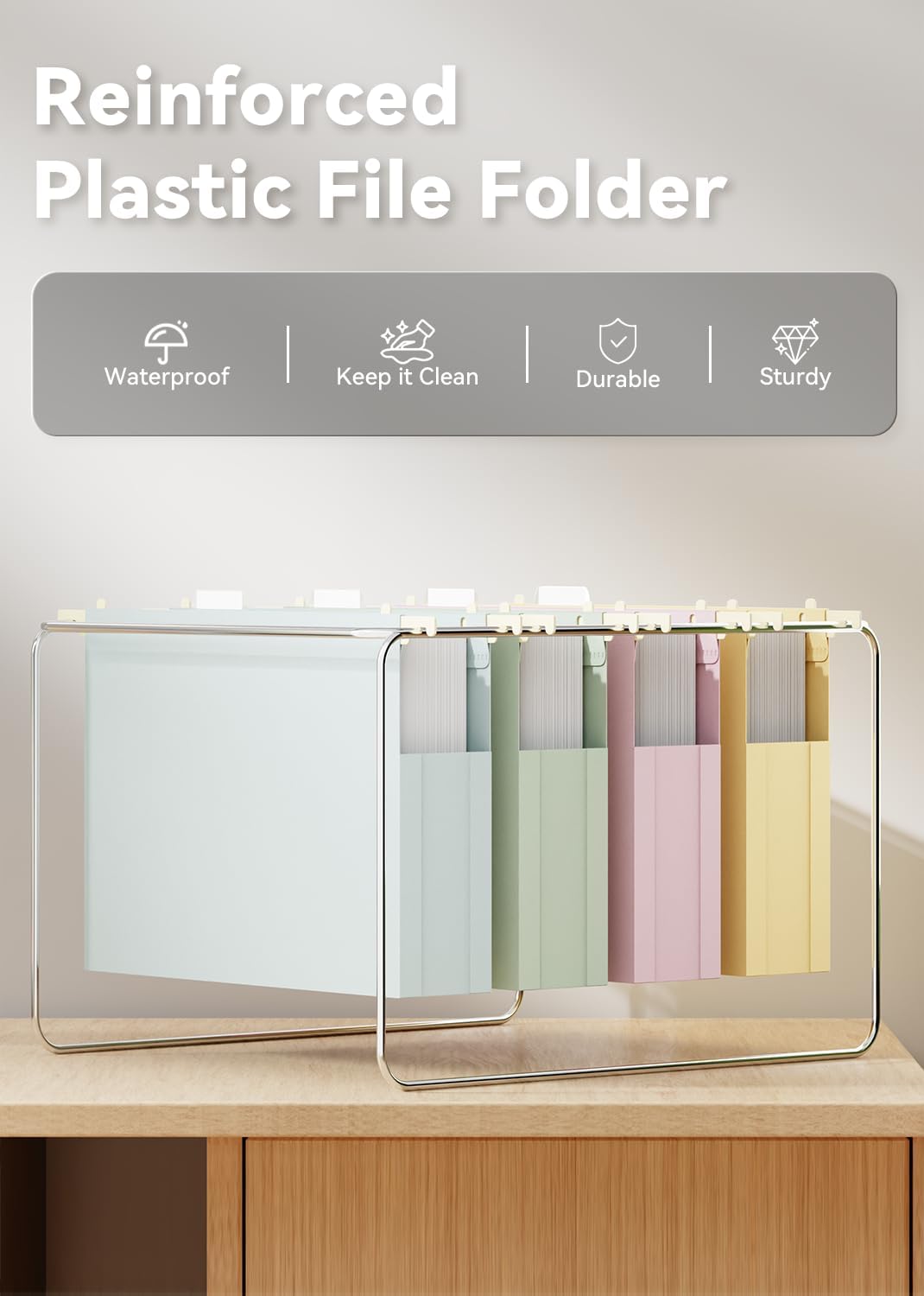 Ansook Plastic Letter Size Hanging File Folders,Heavy Duty 2" Expandable File Folder with Tabs,12 Pack Reinforced File Cabinet Folders for Documents,Morandi Colored Extra Capacity Hanging Folders