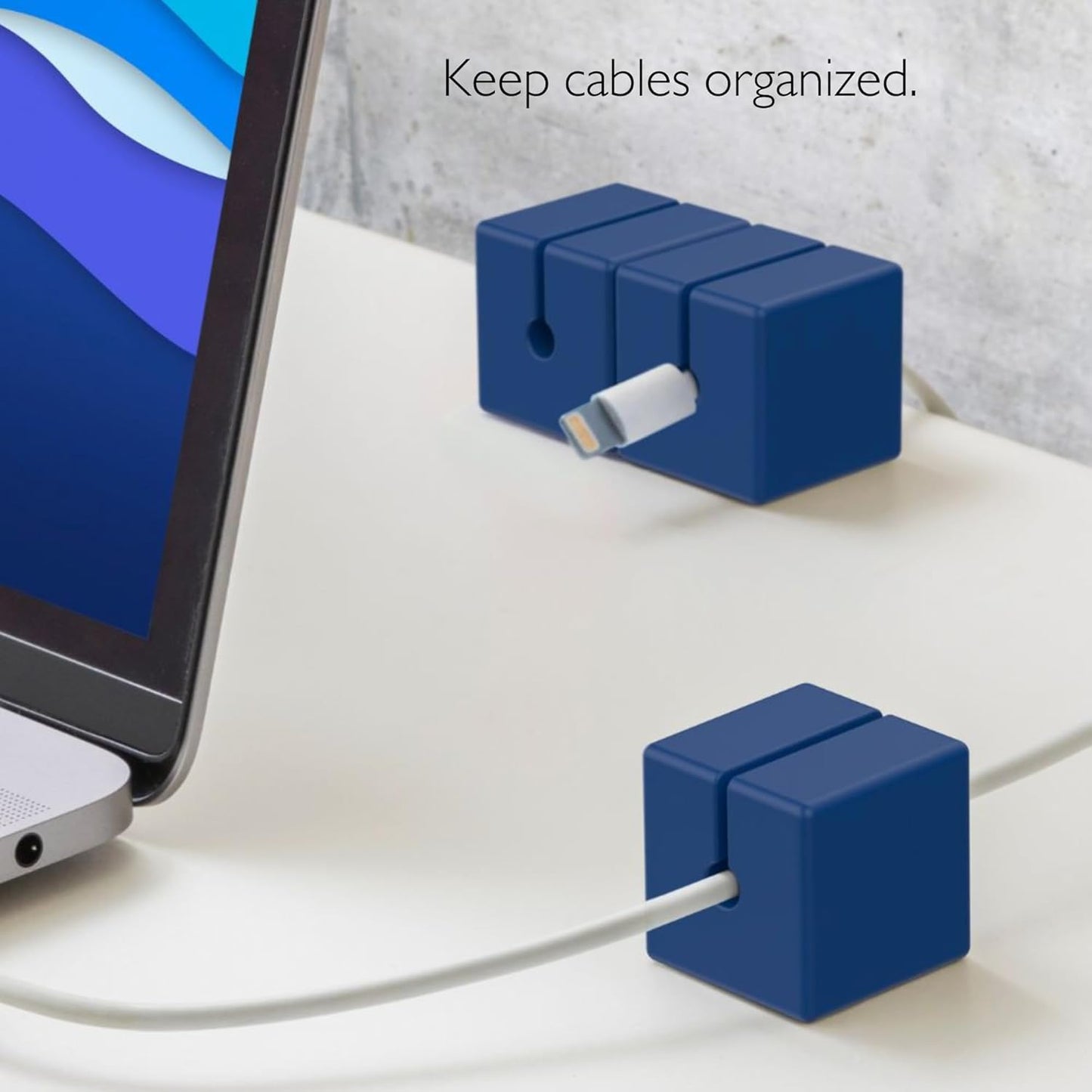 Function101 Weighted Magnetic Cable Blocks – Non-Adhesive Anchors for Cable Organization – Weighted Cord Holders & Accessory Organizer – Durable Magnetic Accessories for Office Use (Blue, Pack of 3)