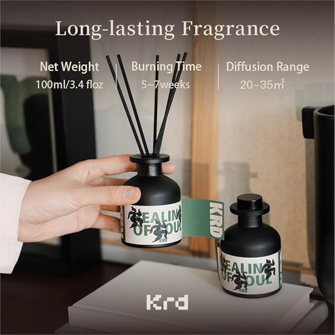 KRD Sweet - Candied Haws Reed Diffuser Set, 3.38 fl oz (100ml) Premium Scented Oil Diffuser with 8 Natural Rattan Sticks, Long-Lasting Fragrance for Home Office Bathroom Decor
