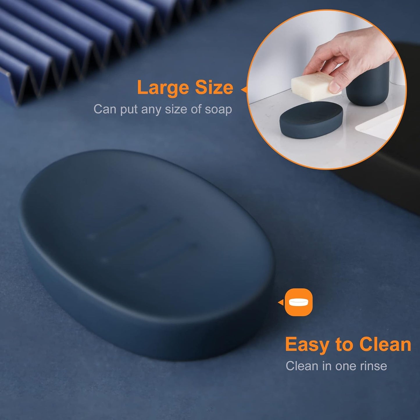 Hoomtaook Bathroom-Accessory Sets, 4 Pieces Ceramic, Including Soap Dispenser Pump, Tumbler, Soap Dish(Blue)