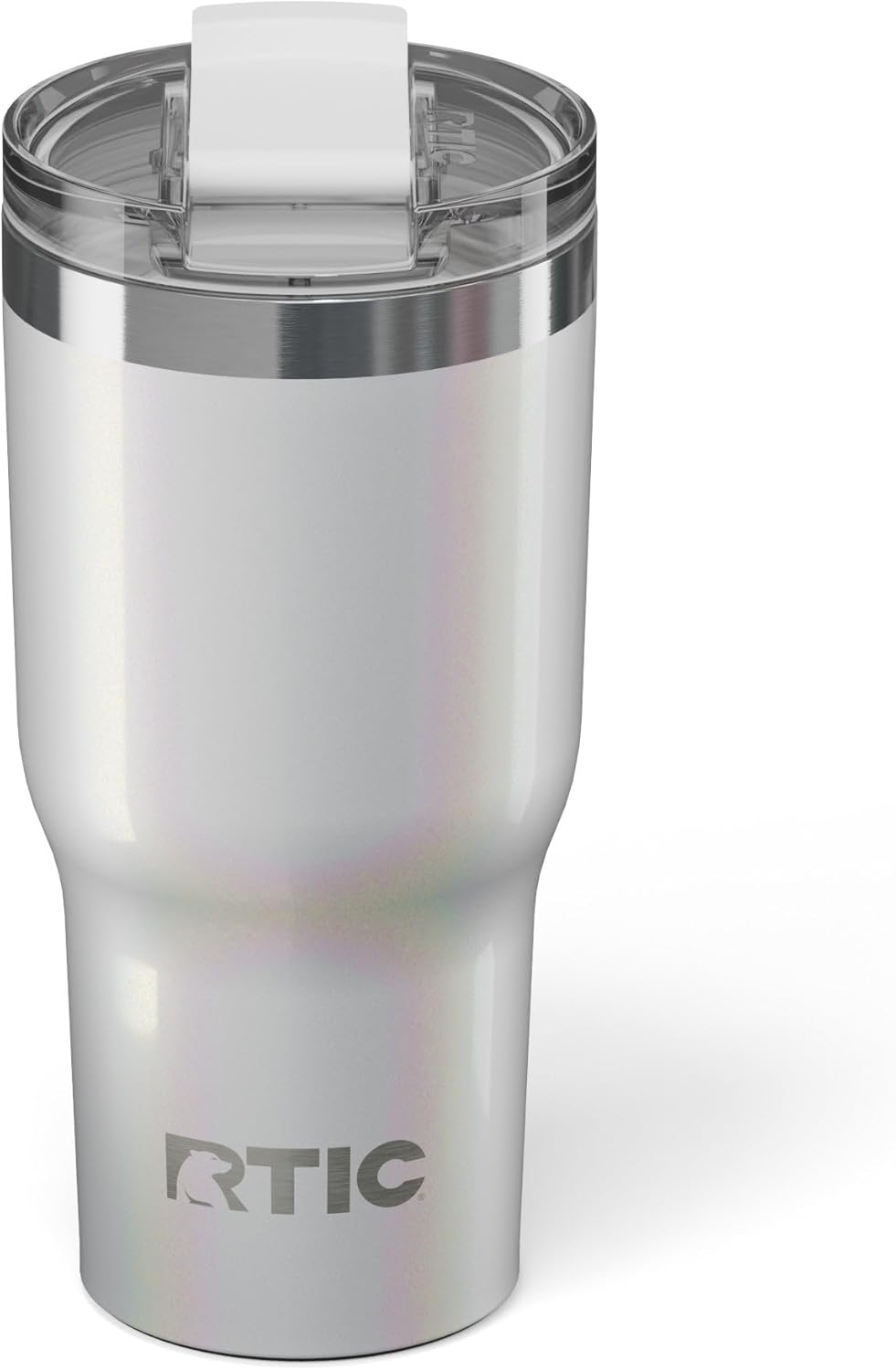 RTIC 20oz Essential Tumbler with Lid, Ceramic Lined, Insulated, Stainless Steel, Metal, Double Wall Vacuum-Insulation, Travel Cup for Iced Coffee, Tea, Hot and Cold Drink, Cool Grey Glitter