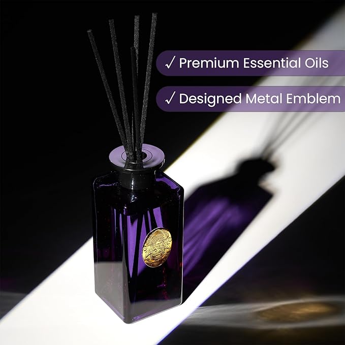 M&SENSE 10.14 oz Large Reed Diffuser Set | Lavender Glow Scent Oil Diffuser with Sticks | Hotel Collection Non-Toxic Essential Oil |for Bedroom Bathroom Living Room