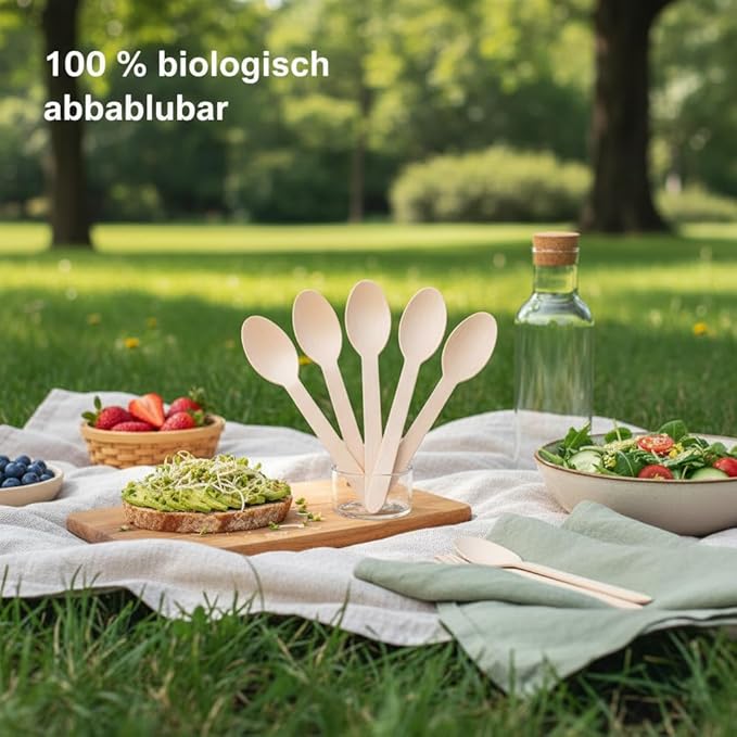 500 Wooden Spoons, Disposable Wooden Cutlery Set - Alternative to Plastic, Eco Friendly, Biodegradable, Compostable Cutlery Set - 500 Wooden Spoons Disposable Utensils Set