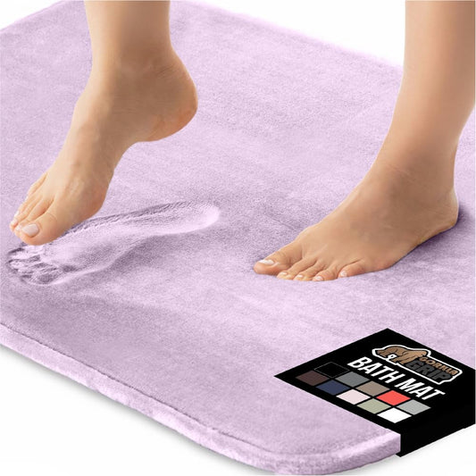 GORILLA GRIP Memory Foam Bath Mat, Soft Absorbent Velvet Bathroom Mats, Durable Dots on Underside, Machine Washable Bathmat, Carpet Rug Room Decor for Shower Tub Floor RV, 30x20 Rugs, Purple