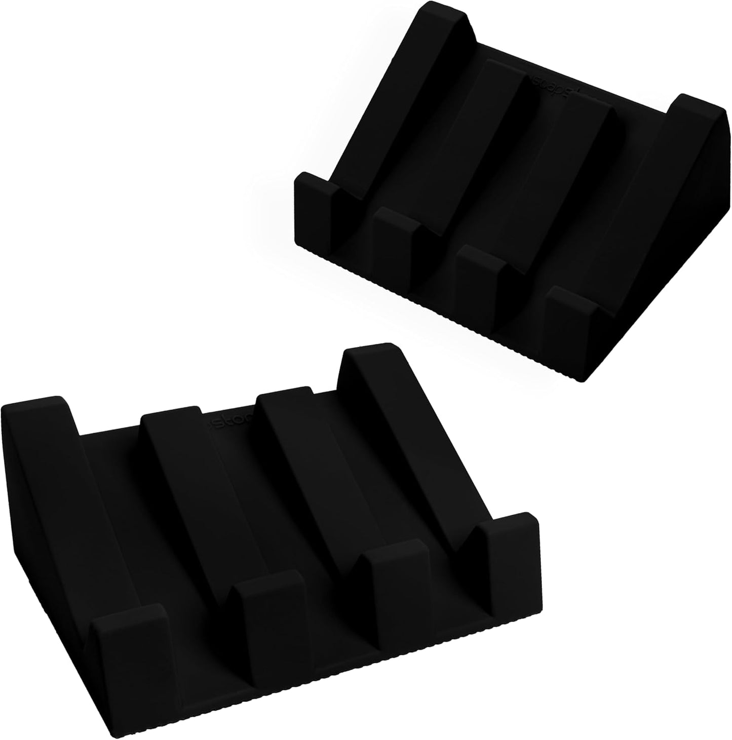 Silicone Soap Dish (USA Patented) Self Draining Bar Soap Holder for Shower Bathroom Sink, Drying Soap Dish Tray Sponge Holder Easy Cleaning Soap Saver Travel Accessories (Black, 2)