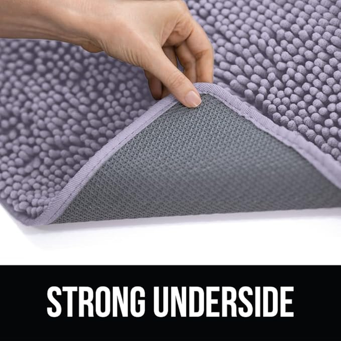 KANGAROO Bathroom Rugs, Chenille Soft Absorbent Bath Rug, Shaggy Shower Mat, Quick Dry Machine Wash Bathmat, Plush Carpet Mats for Tub, Bathtub and Room Home Decor Accessories, 36x24, Light Purple