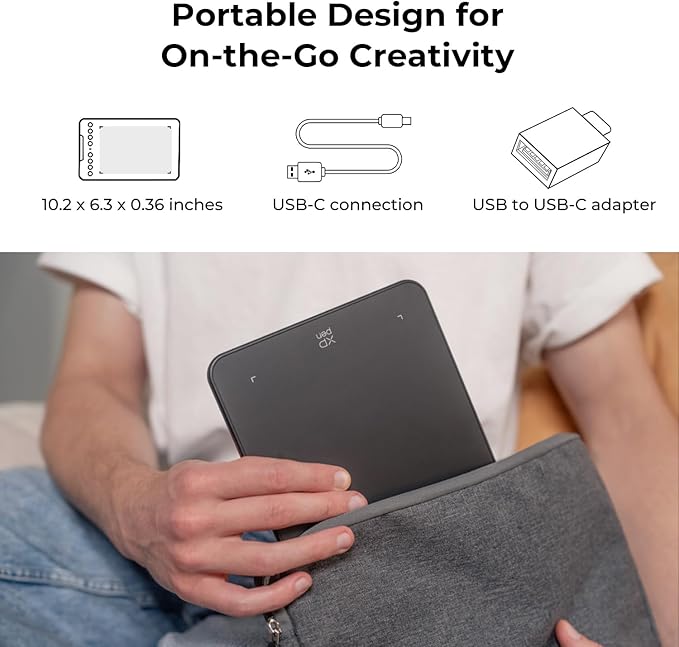 XPPen Updated Deco Mini7 V2 Drawing Tablet-16384 Levels of Pressure Battery-Free Stylus, 7 x 4 OSU Drawing Pad, 8 Hotkeys for Digital Art, Teaching, Gaming Graphic Tablet for Chrome, PC, Mac, Android