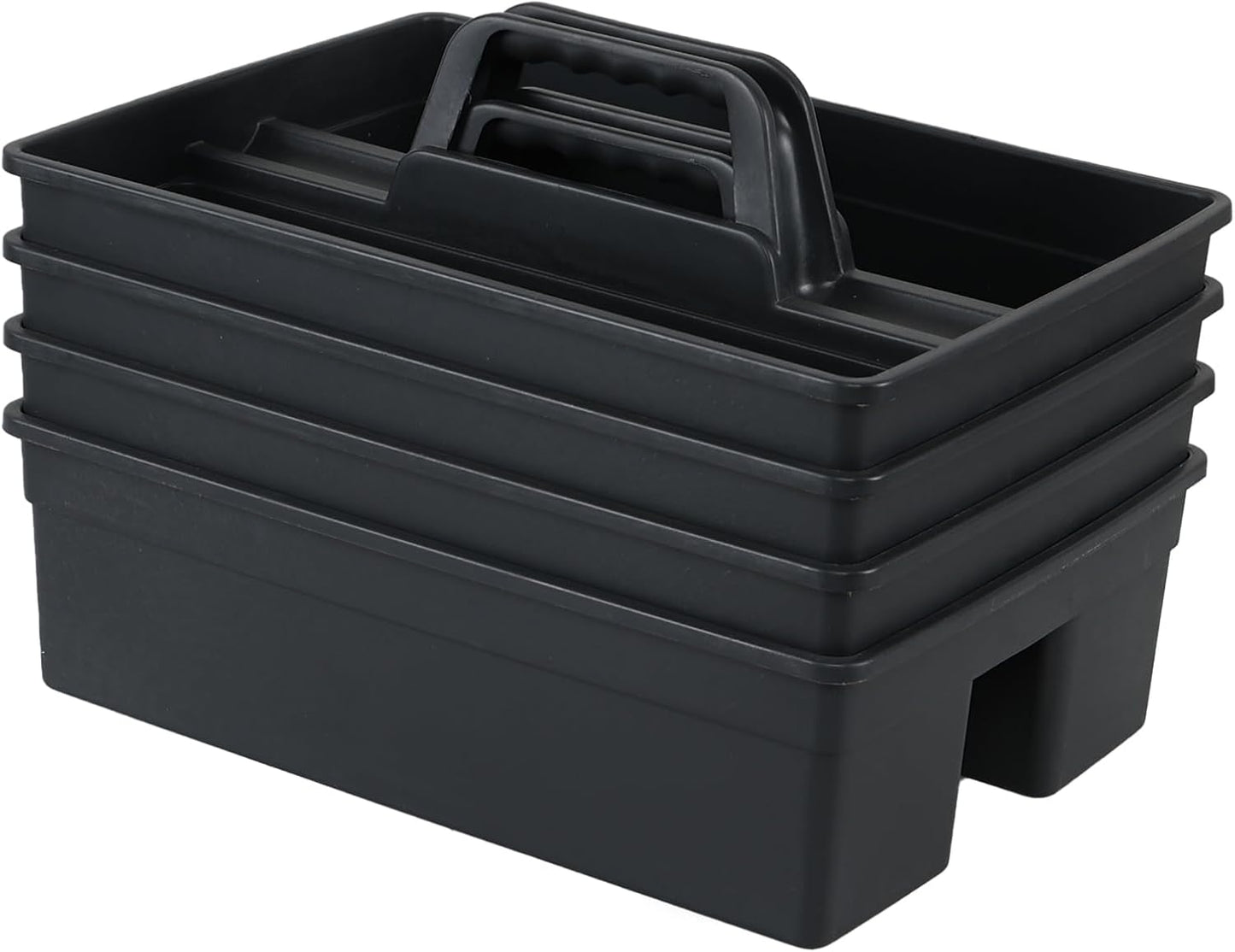3-Compartment Plastic Storage Caddy with Handle, 4 Pack Bathroom Cleaning Tool Caddy Basket