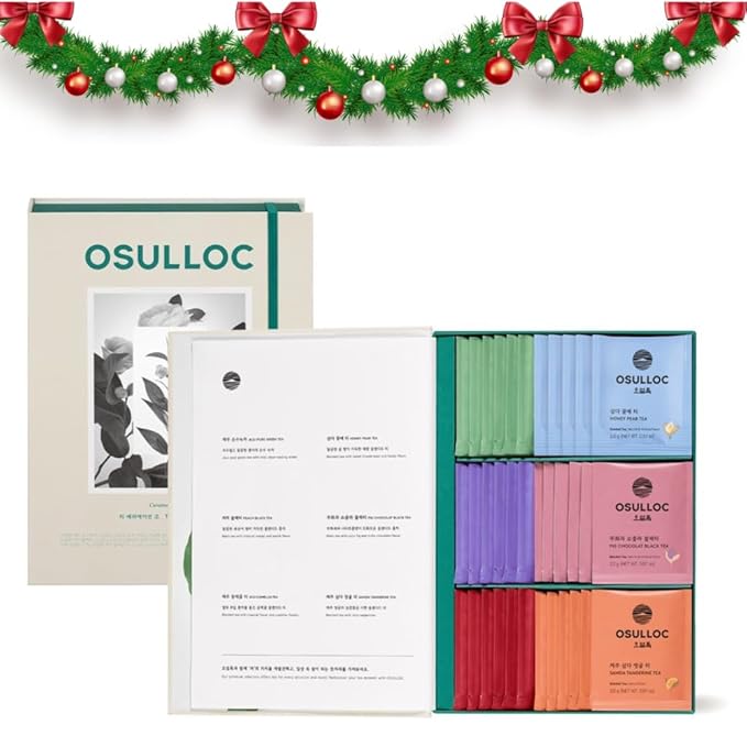 OSULLOC TEA VARIATION "O" (36 Count, 6 Types x 6 ea), Elegant & Sophisticated designed Tea Gift Set, Perfect Tea Set for your Daily Tea-Lifestyle, 6 Premium Organic Pure & Blended Tea from Jeju Island