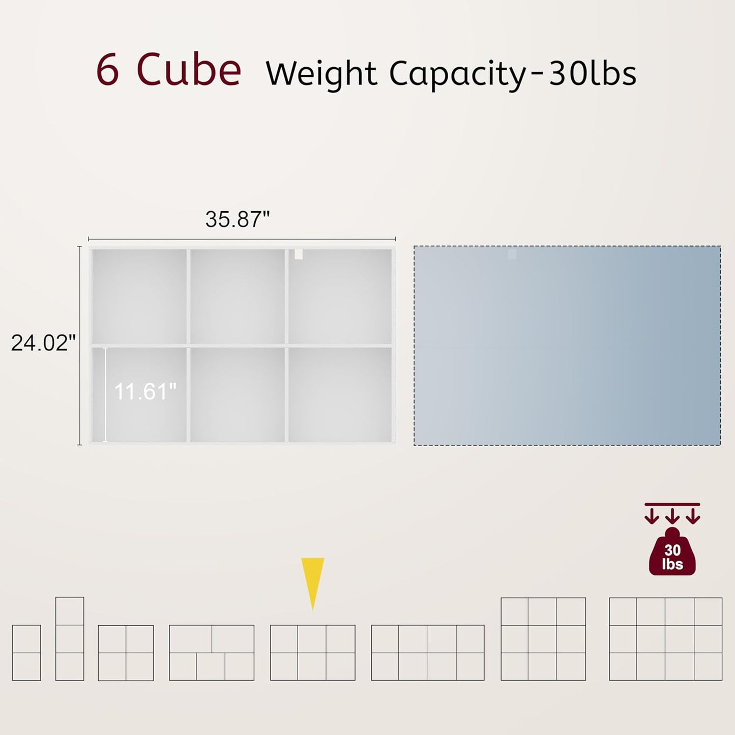 Book Shelf, Wooden Cube Storage Organizer with 11" Open Cubes, Stackable Bookcase for Room Divider Storage, Bookshelf for Living Room, Bedroom, Office (Indonesian Antique Oak, 6-Cube)