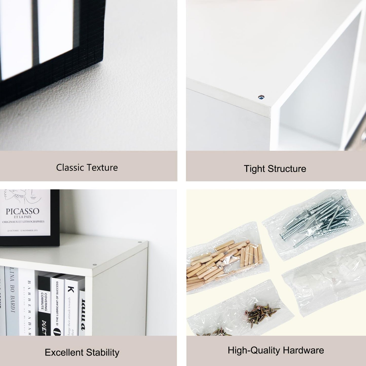 Wooden 9 Cube Storage Organizer with Closed Back Panel,White Cube Shelf Cubby Storage Organizer with Compartments for Living,Bookshelf,Storage Organizers Easy to Install (White, 9 Cube-13in)