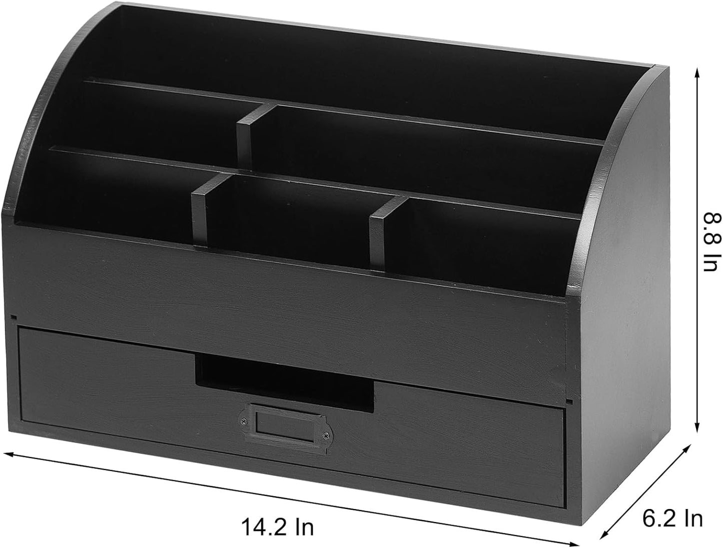 canwedance Distressed Rustic Wooden Office Desk Organizer 5 Compartment with 2 Drawer &Counter Desk Tabletop Desktop Mail Rack, Pens, Notebooks, Folders, Pencils and Office Supplie(black)