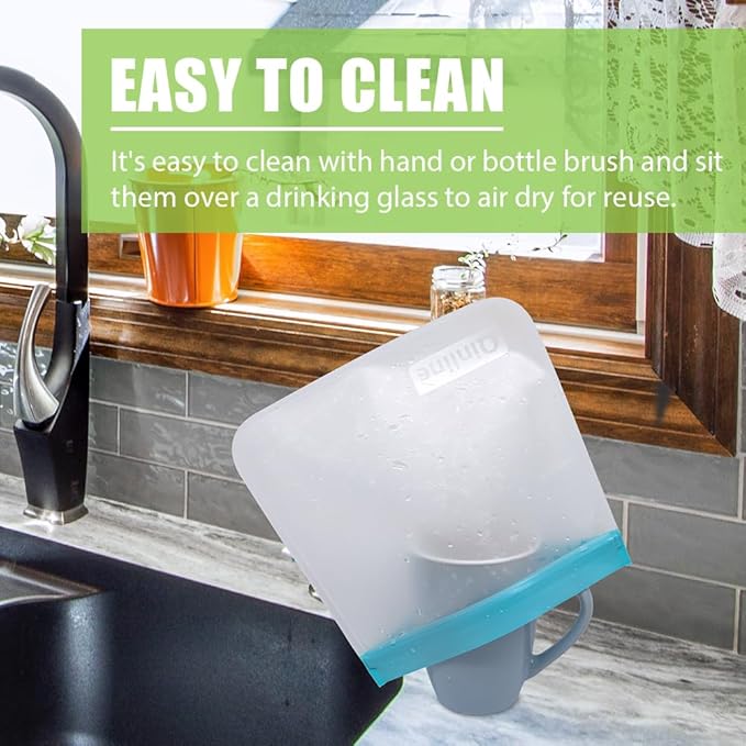 Reusable Food Storage Bags - 24 Pack Freezer Extra Thick Leakproof Lunch Bag - 8 Gallon 8 Sandwich 8 Snack Bags