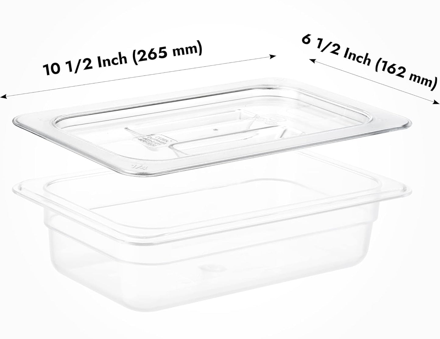 CURTA 6 Pack Food Pan Lids, 1/4 Size NSF Polycarbonate Cover with Handle, Plastic Clear