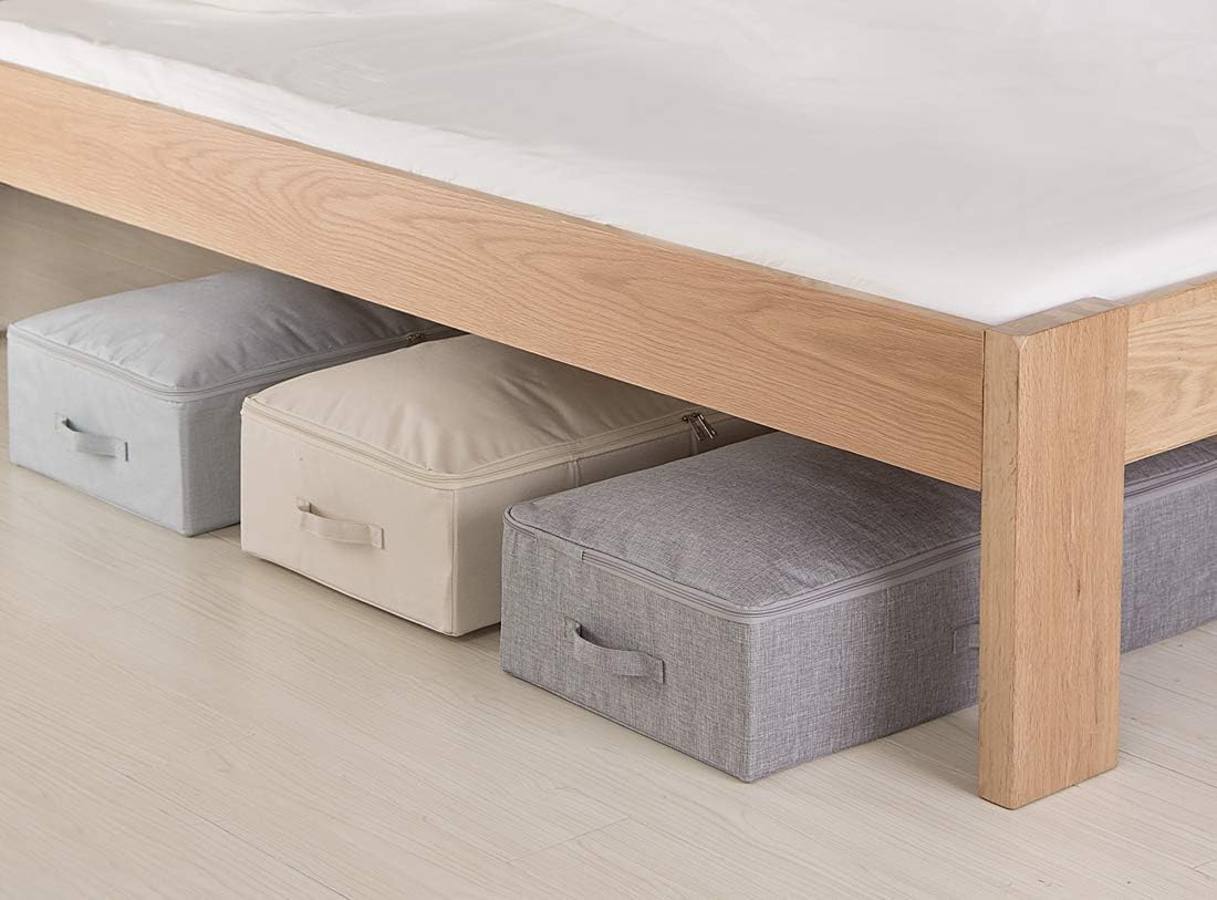 iwill CREATE PRO Folding Breathable Underbed Storage Bins with Lids, Wardrobe Closet Clothing Blanket, Shoes, Toys Organizer Containers, Dark Gray, Pack of 2