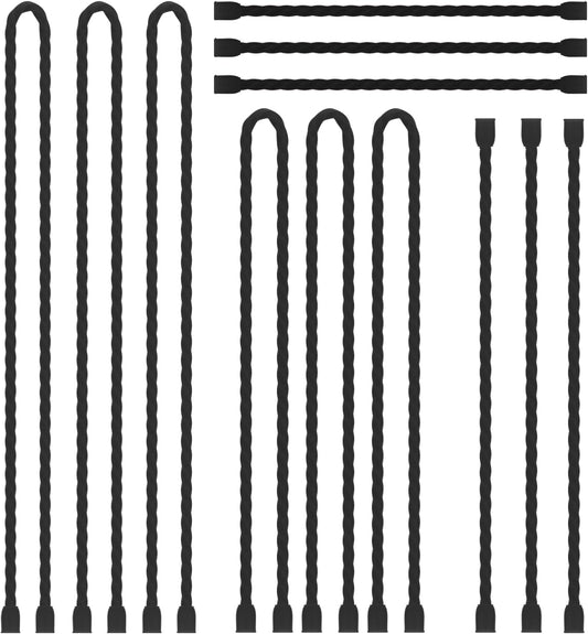 12PCS Silicone Cable Ties Reusable Twist Ties Steel-Core Black Straps Organizer All Purpose Bendable Cord Tie for Indoor Outdoor Holding Securing and Wrapping (6 12 18 24 inch)
