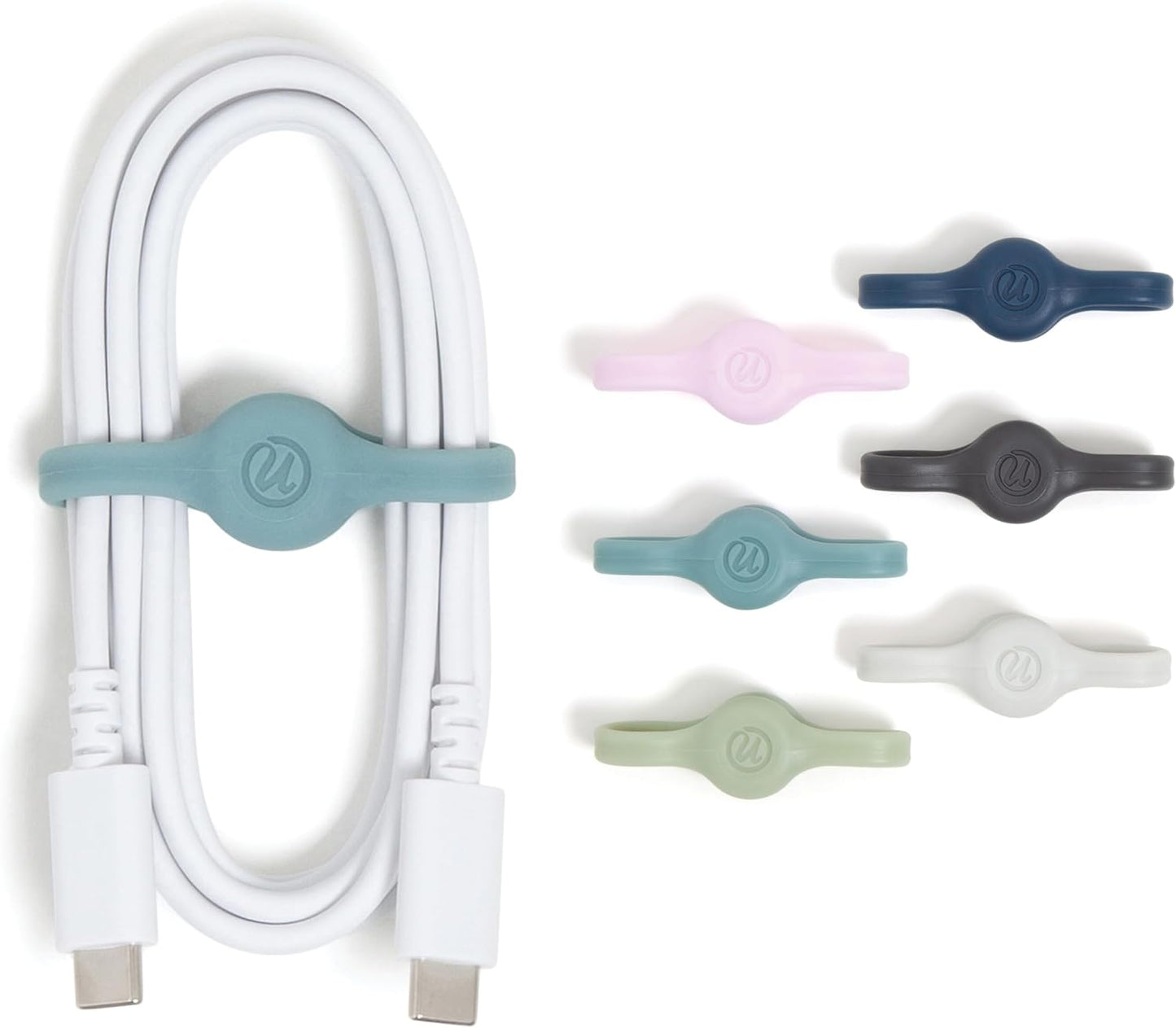 U Brands Magnetic Silicone Cord Organizer Cable Clips, Set of 6 Cable Ties, Cable Management, Office Desk Accessories, Office Supplies, Assorted Colors