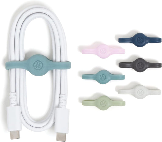U Brands Magnetic Silicone Cord Organizer Cable Clips, Set of 6 Cable Ties, Cable Management, Office Desk Accessories, Office Supplies, Assorted Colors