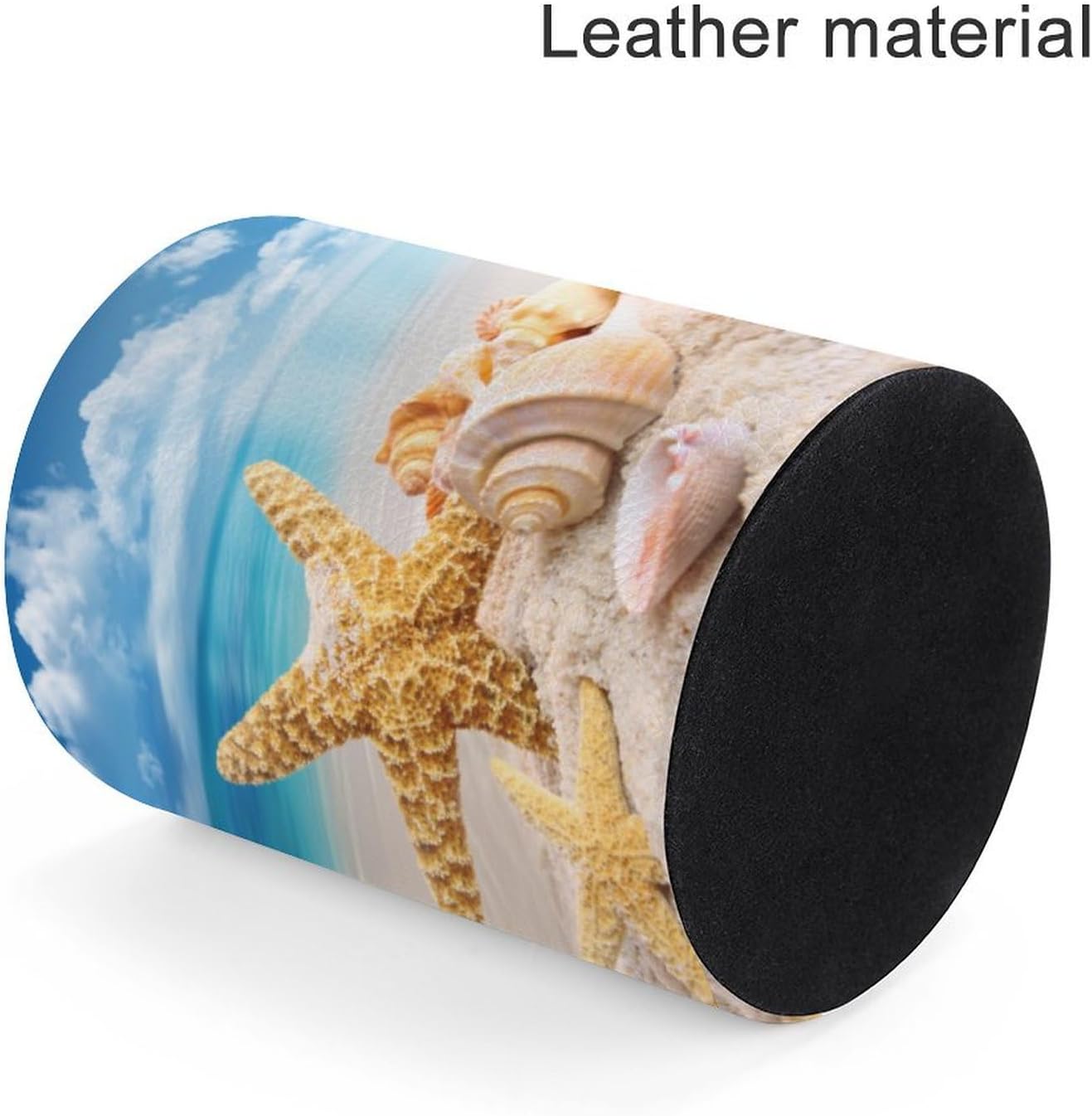 Beach Starfish Seashell Pen Holder Pencil Organizer Cute Pencil Cup Desk Decor Makeup Brush Holder PU Multifunctional Office Suppliesfor Home Classroom School