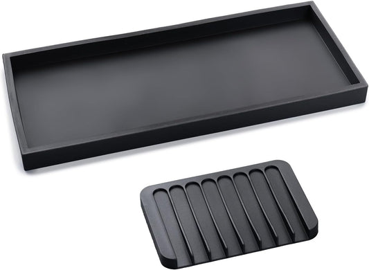 Bloss Vanity Tray with Soap Dish - 11.8" BathroomTrays, Silicone Vanity Tray, Marble Countertop Trays, Toilet Tank Tray, Kitchen Counter Trays