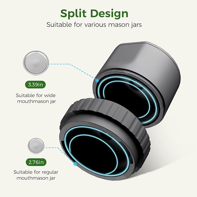 Electric Mason Jar Vacuum Sealer, Automatic Jar Vacuum Sealer Kit for Wide and Regular Mouth Lids, Birthday Gifts for Mom, Portable Vacuum Sealer Machine for Canning, Food Storage