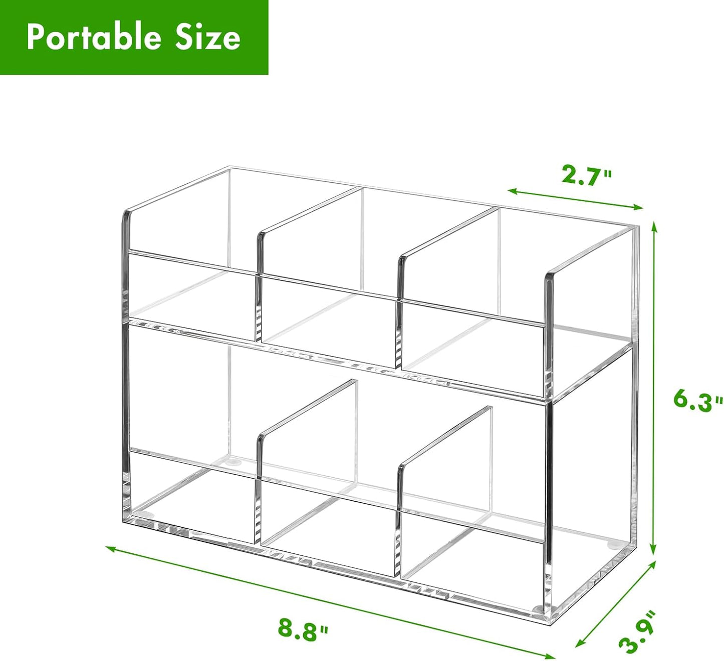 BEYGORM Acrylic Tea Bag Organizer for Tea Packets, No Assembly Required Display Holder for Countertop, Vertical Tea Bag Caddy for Cabinet, Tea bar Accessories, Teabags Storage Containers