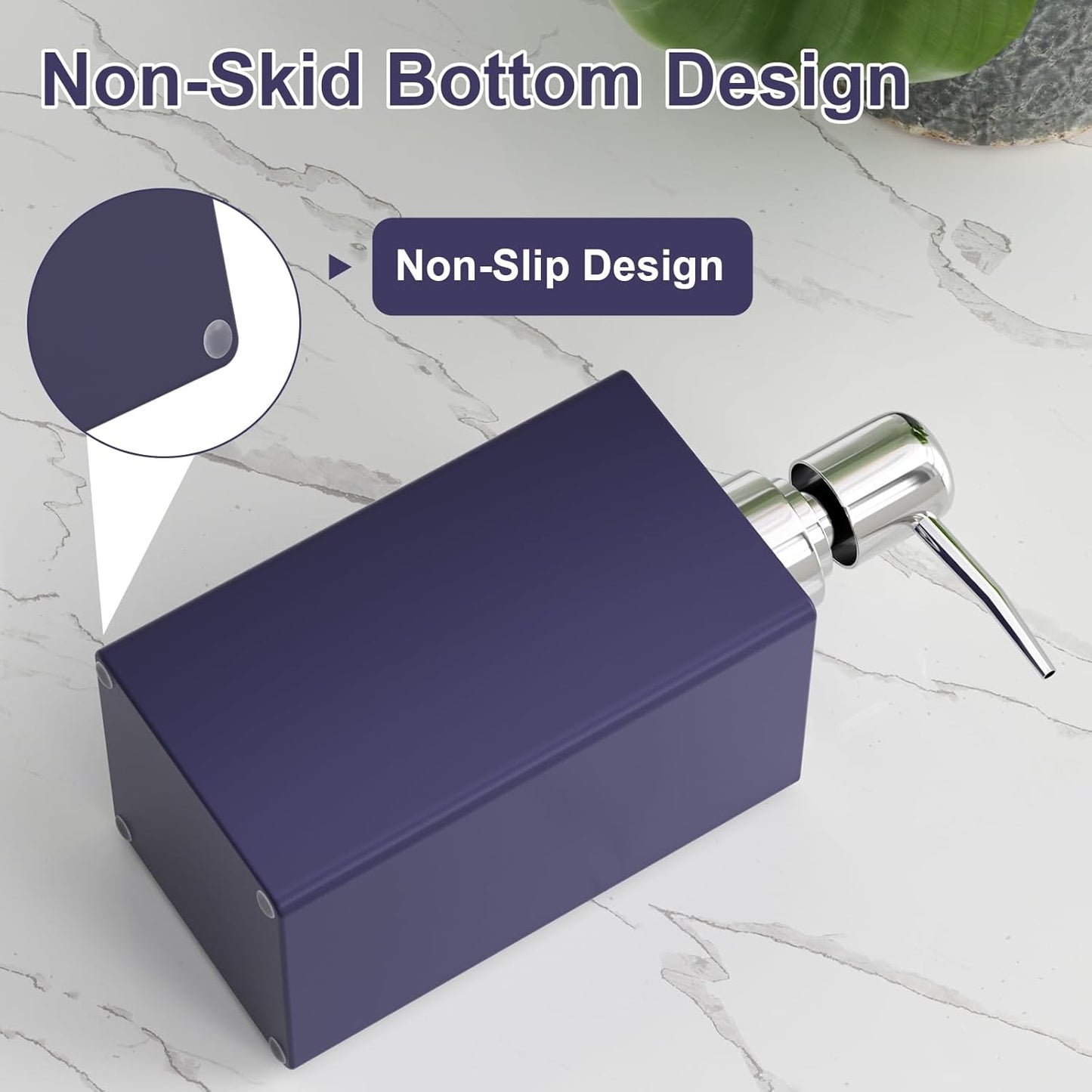 Navy Blue Bathroom Accessories Set Resin 6PCS, Square Toothbrush Holders Set Complete with Soap Dispenser, Vanity Tray, Tumbler, Cups and Cotton Swab Jars for Counter, Sink or Small Spaces